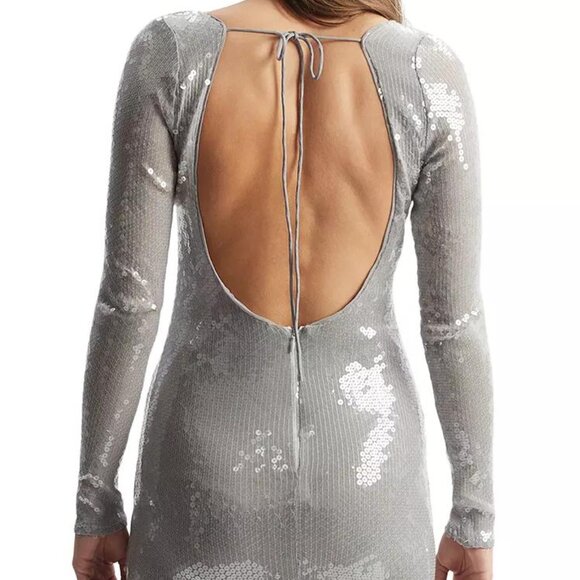 Bardot Women’s Verona Low-Back Sequin Maxi Dress – Silver – Size 4 – NWT - Picture 4 of 6